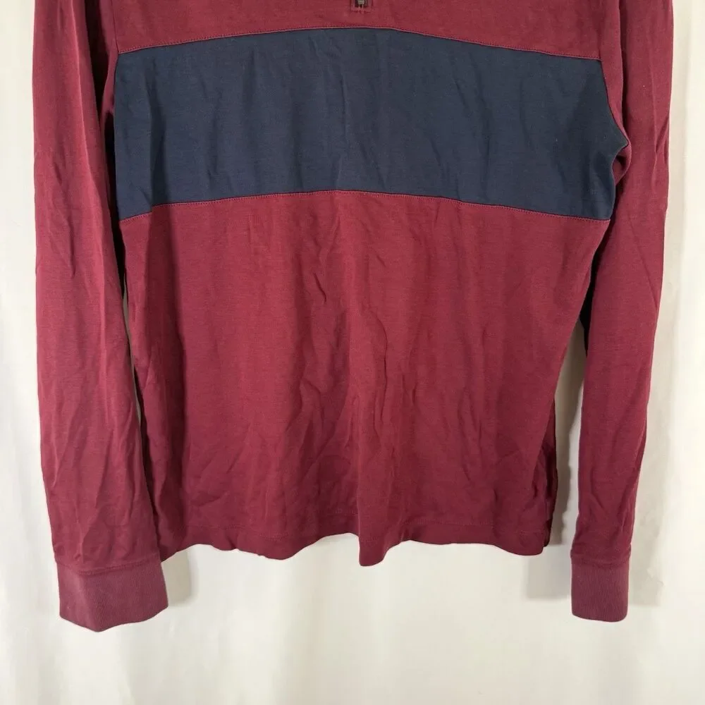 Banana Republic Luxury Touch Zip Up Men's Small Red Blue 1/4 Zip Long Sleeve